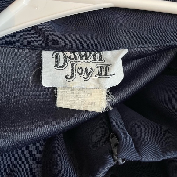 Vintage 1980s Dawn Joy 2 Piece Set Knee Length Navy Blue Size Medium - Picture 10 of 13